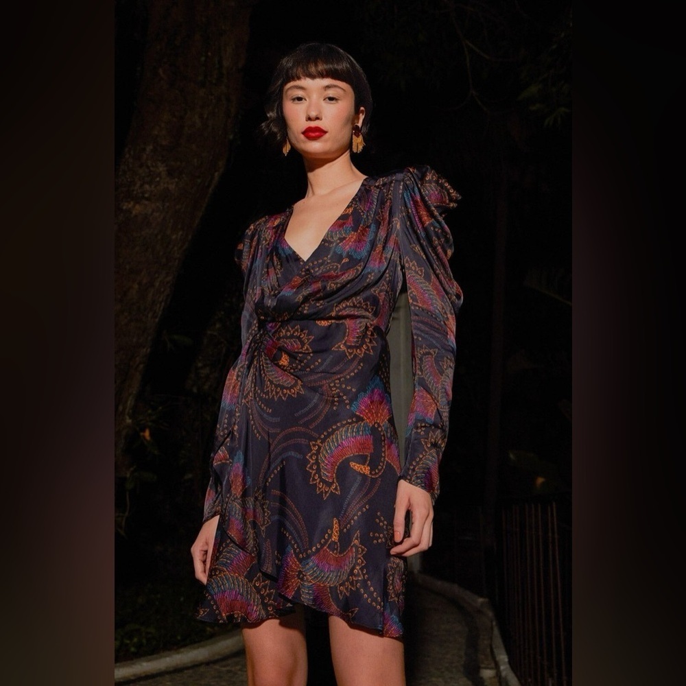 FARM RIO Toucans Mini Wrap  Dress